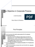 The Objective in Corporate Finance: Stern School of Business
