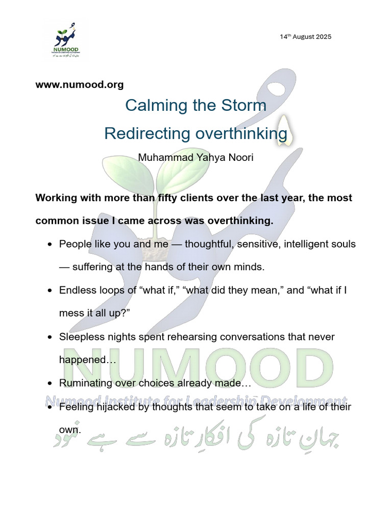 Redirecting Overthinking for Calmness | PDF | Relaxation (Psychology ...