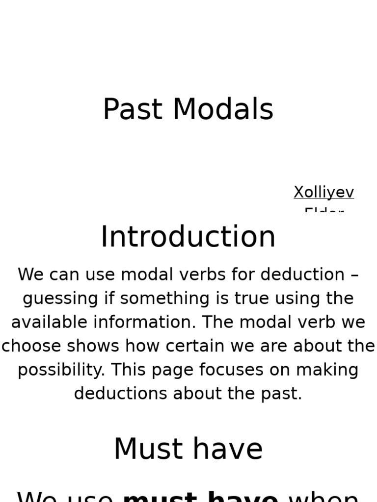 Understanding Past Modals for Deductions | PDF