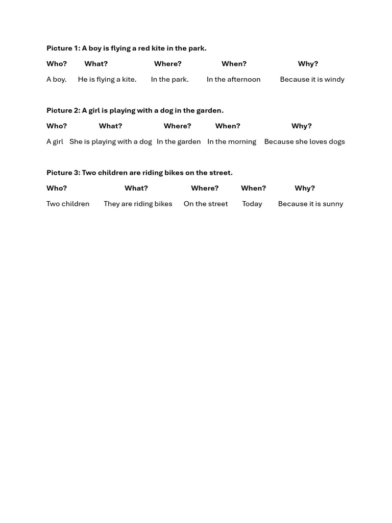 Who What Where When Why Pictures | PDF