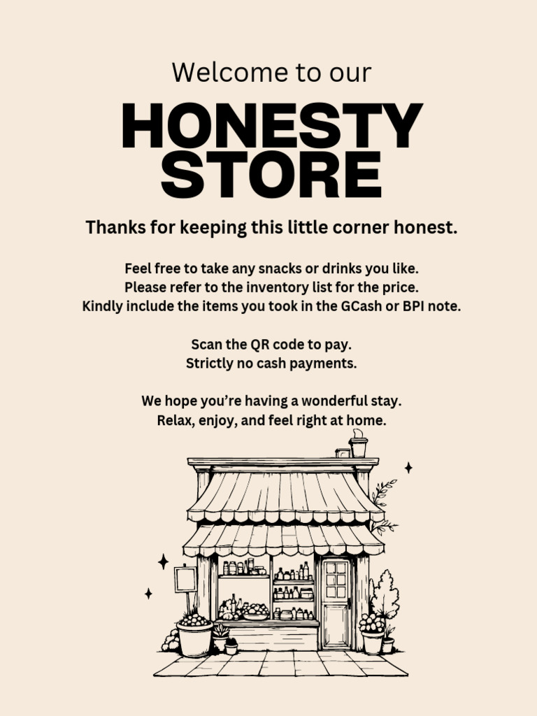 AirBnB Honesty Store Sign Final | PDF