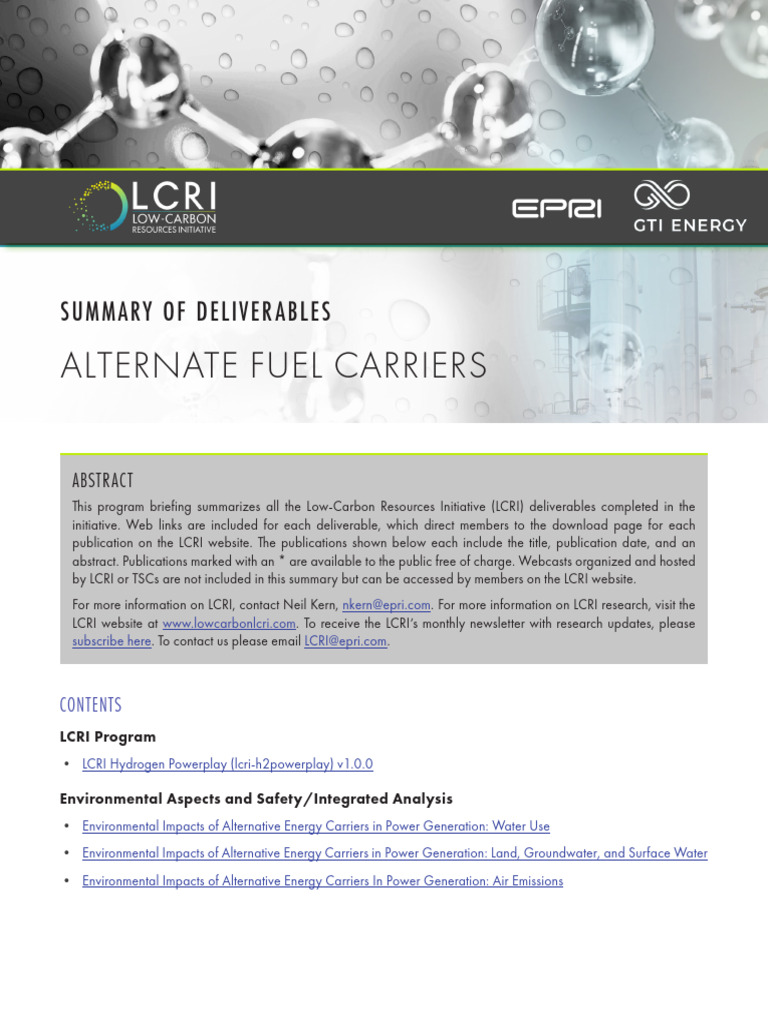 LCRI Alternative Fuel Carriers Summary | PDF | Climate Change ...