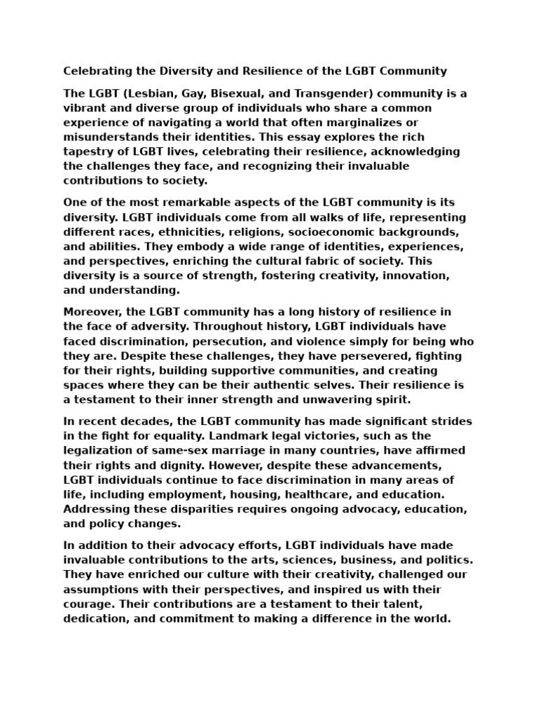 Celebrating the Diversity and Resilience of the LGBT Community | PDF ...