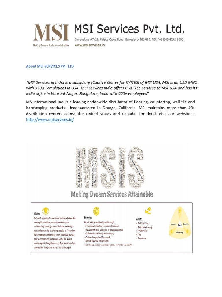 MSI Services India Employee Benefits Overview | PDF | Employment ...