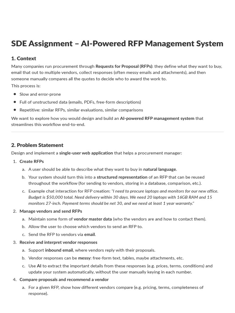 AI-Driven RFP Management System Design | PDF | Databases | Artificial ...