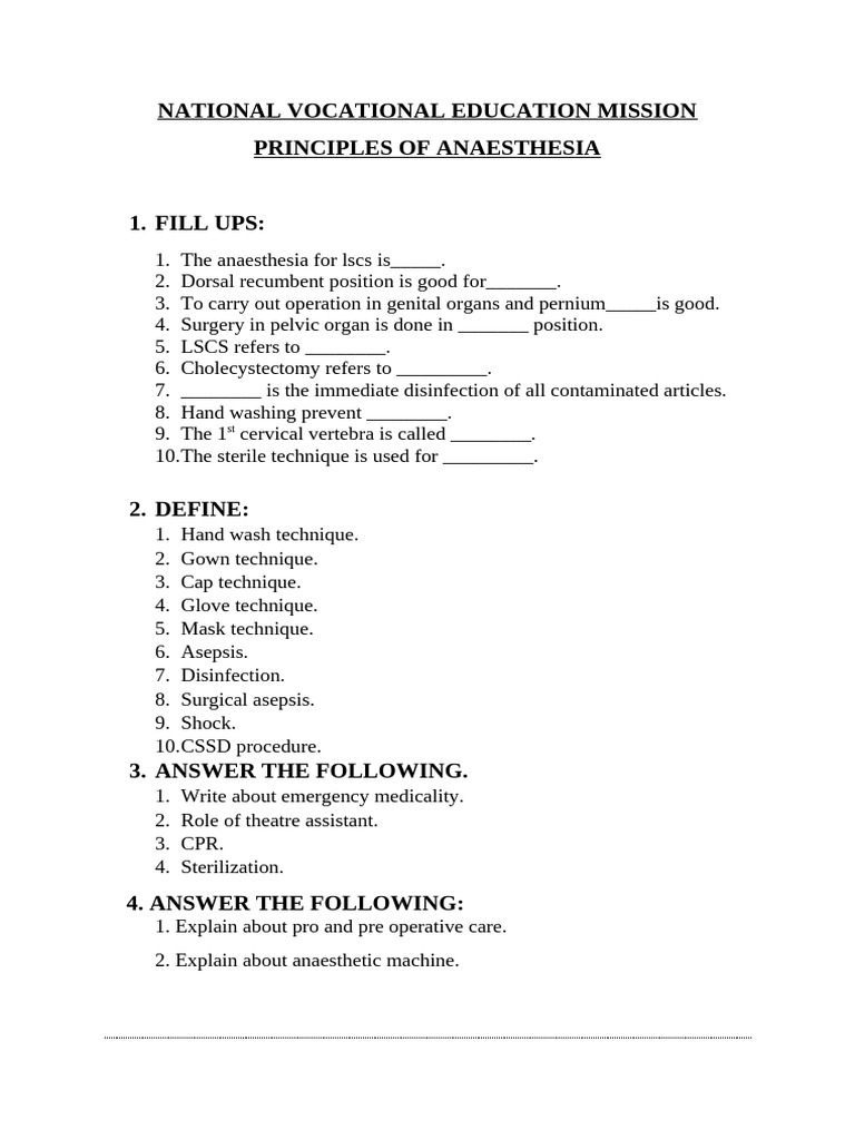Principles of Anaesthesia | PDF