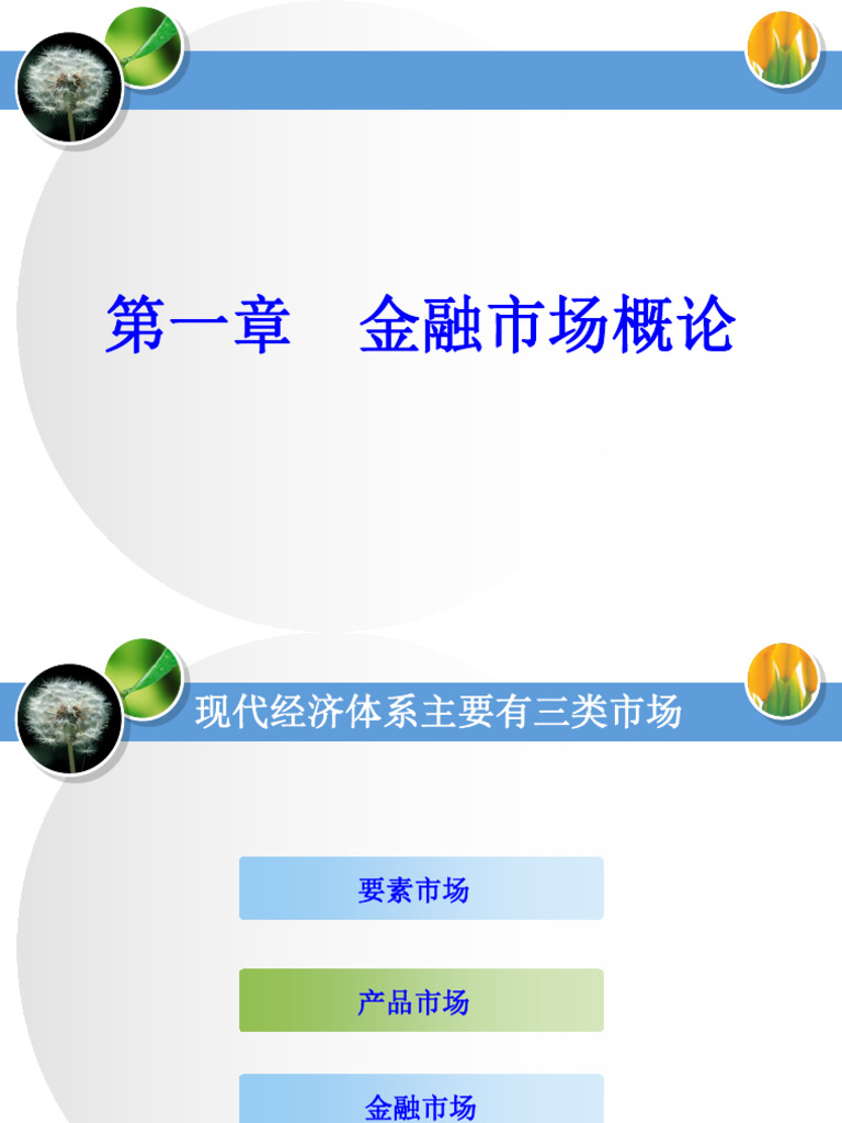 第一章金融市场概论| PDF