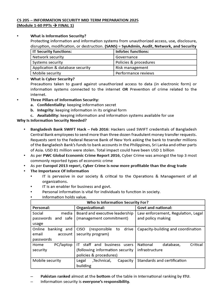 Information Security Midterm Prep 2025 | PDF | Backup | Information ...