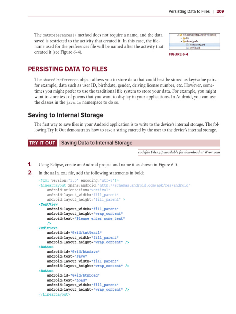Android File Data Persistence Guide | PDF | Computer File | Databases