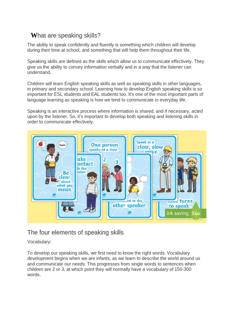 Essential Speaking Skills for Students | PDF | English Language ...