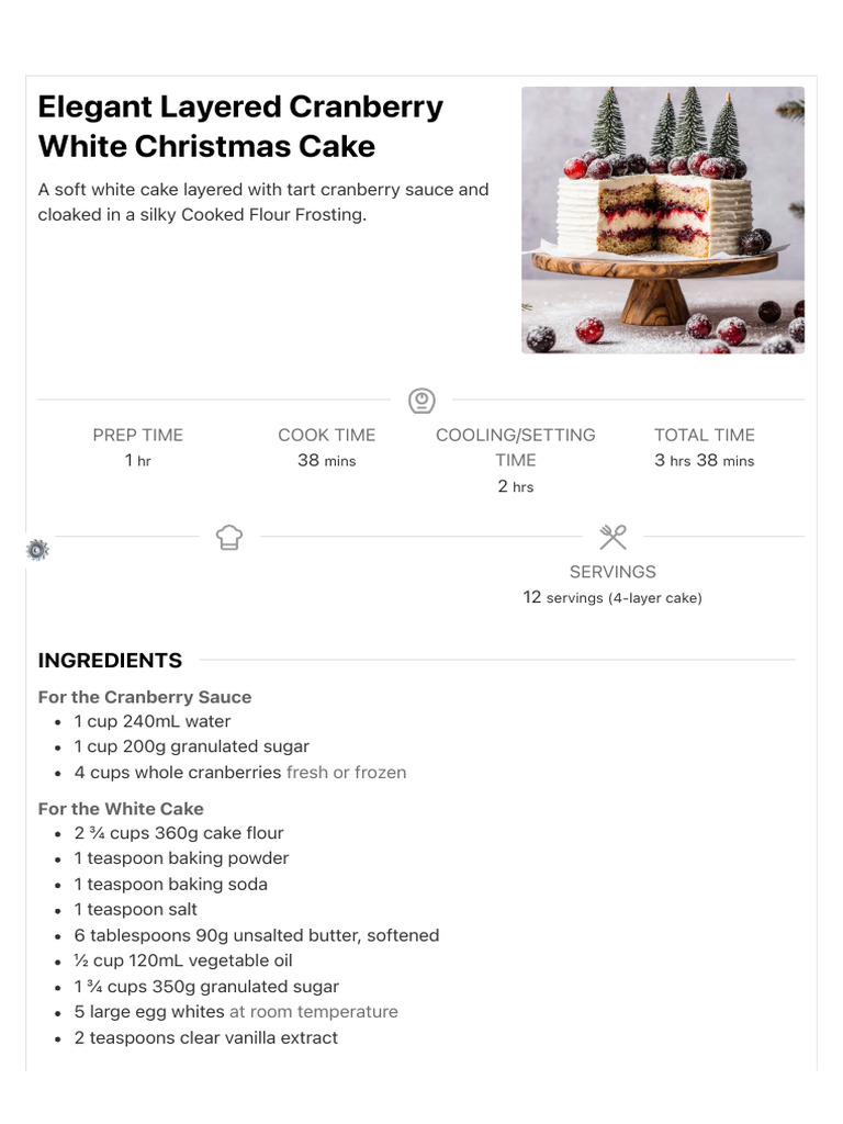 Layered Cranberry White Cake Recipe | PDF | Cakes | Butter