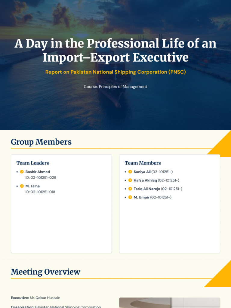 A Day in The Life of An Import-Export Executive | PDF