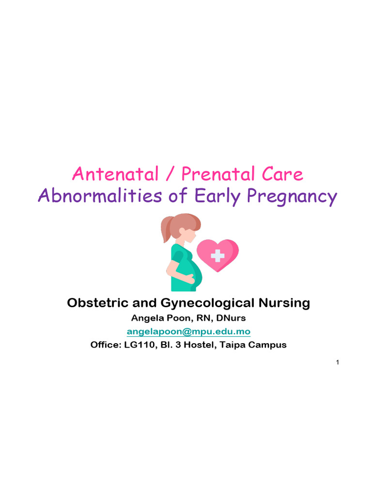 Prenatal Care and Early Pregnancy Assessment | PDF | Pregnancy ...