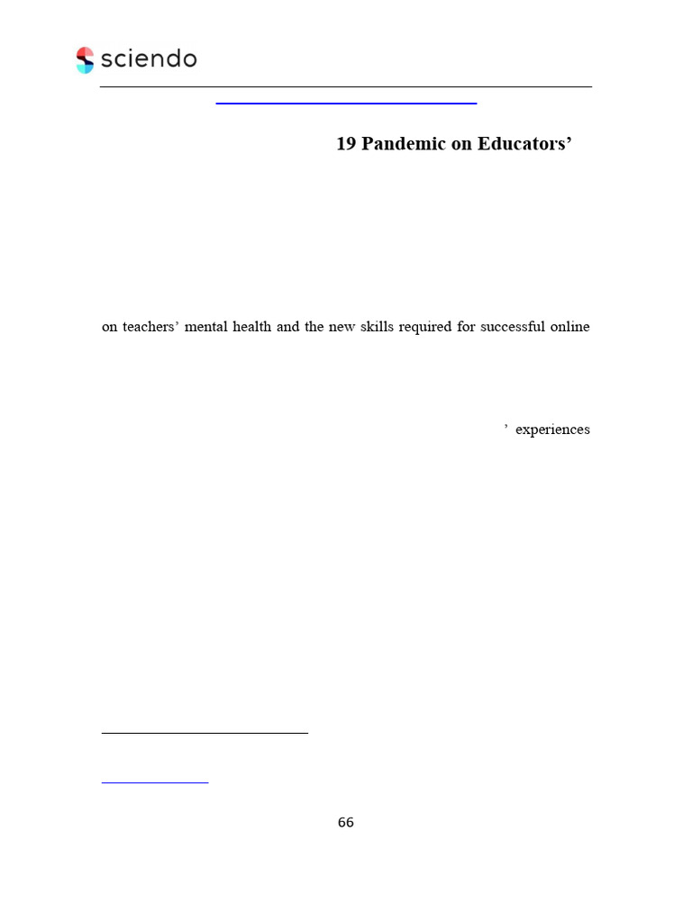 The Impact of The Covid-19 Pandemic On Educators' Wellbeing and ...