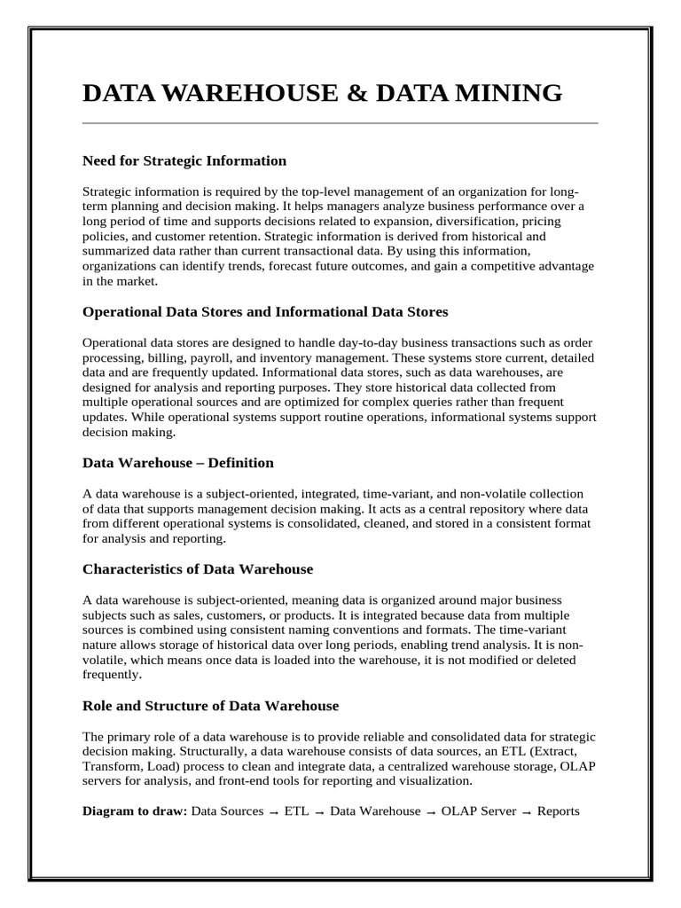 Data Warehouse and Mining Insights | PDF