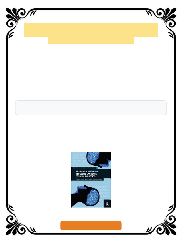 Research Methods in Second Language Psycholinguistics 1st Edition Jill ...