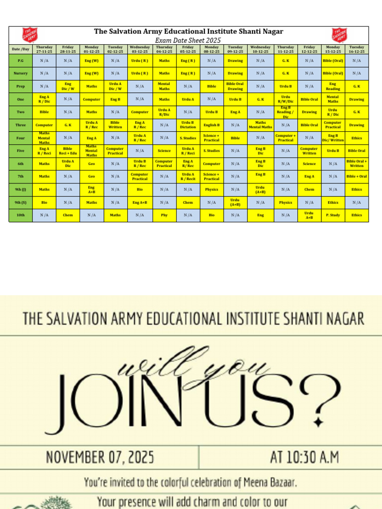2025 Exam Date Sheet for Students | PDF