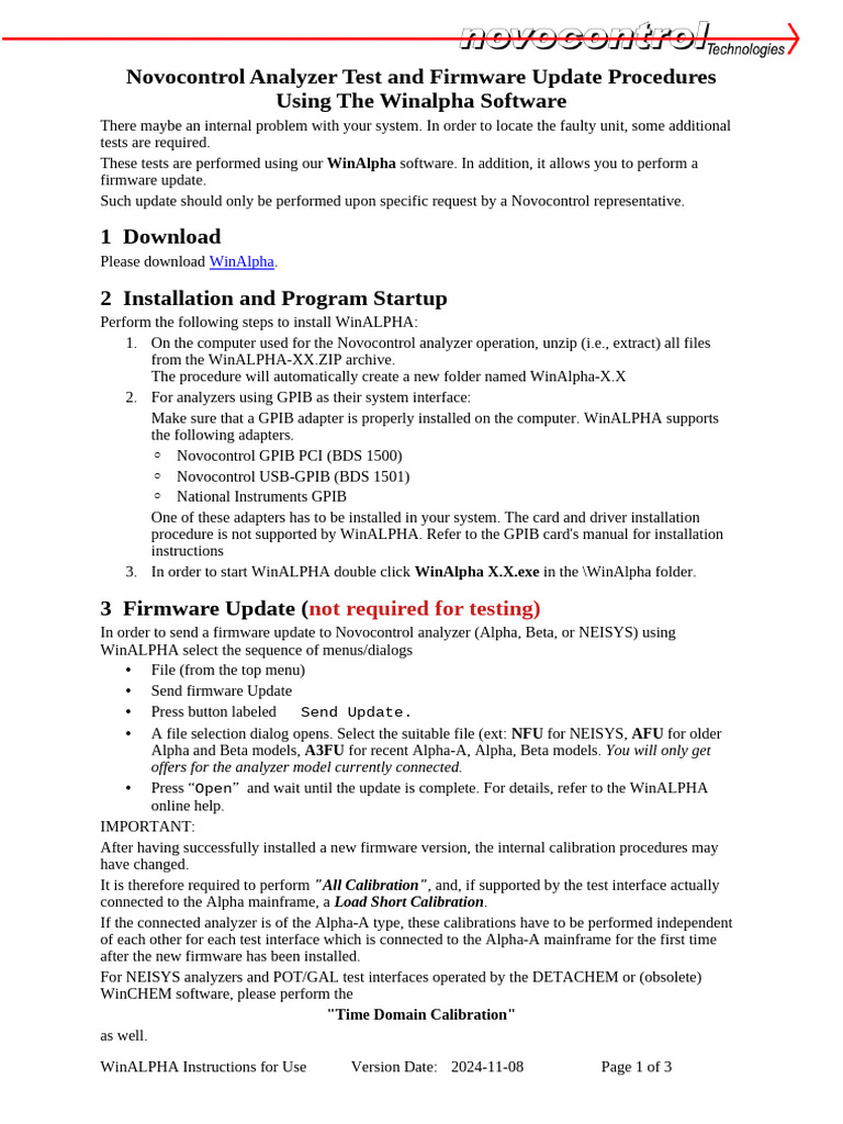 Novocontrol Analyzer Firmware Update Guide | PDF | Filename | Computer ...
