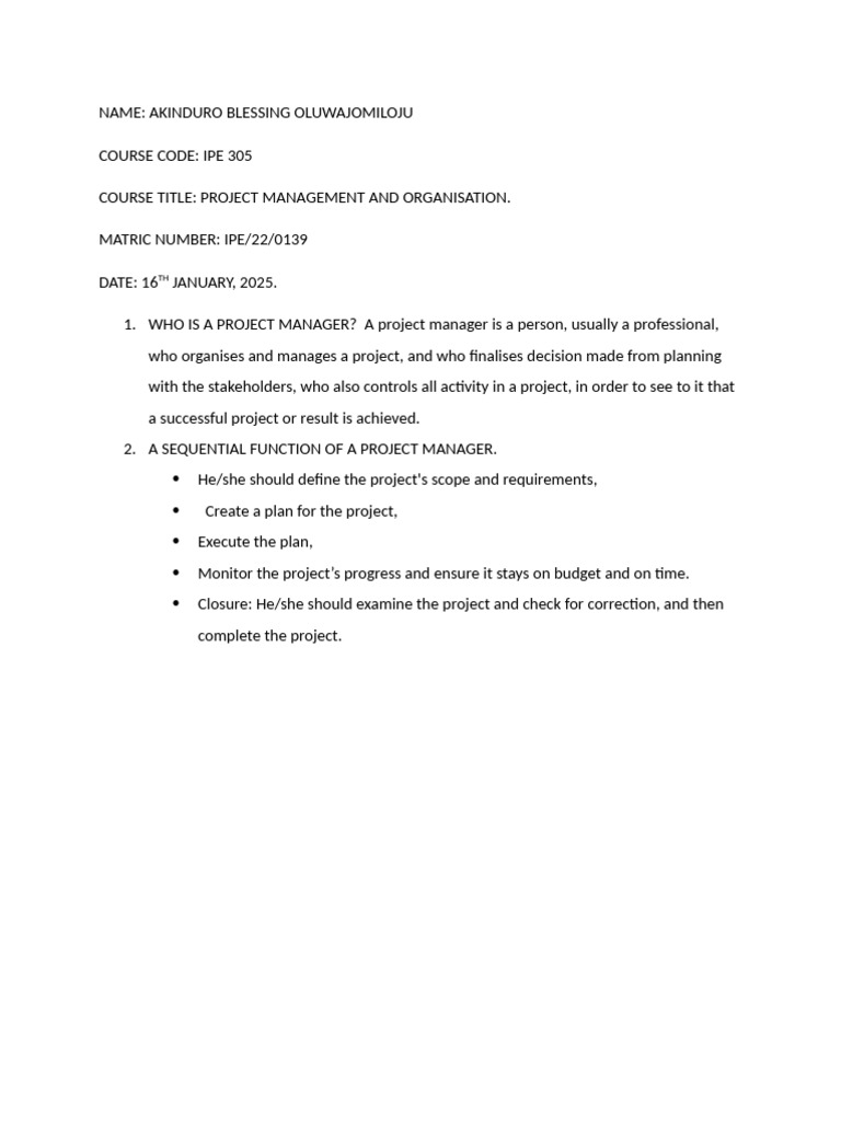 Project Management Roles Explained | PDF