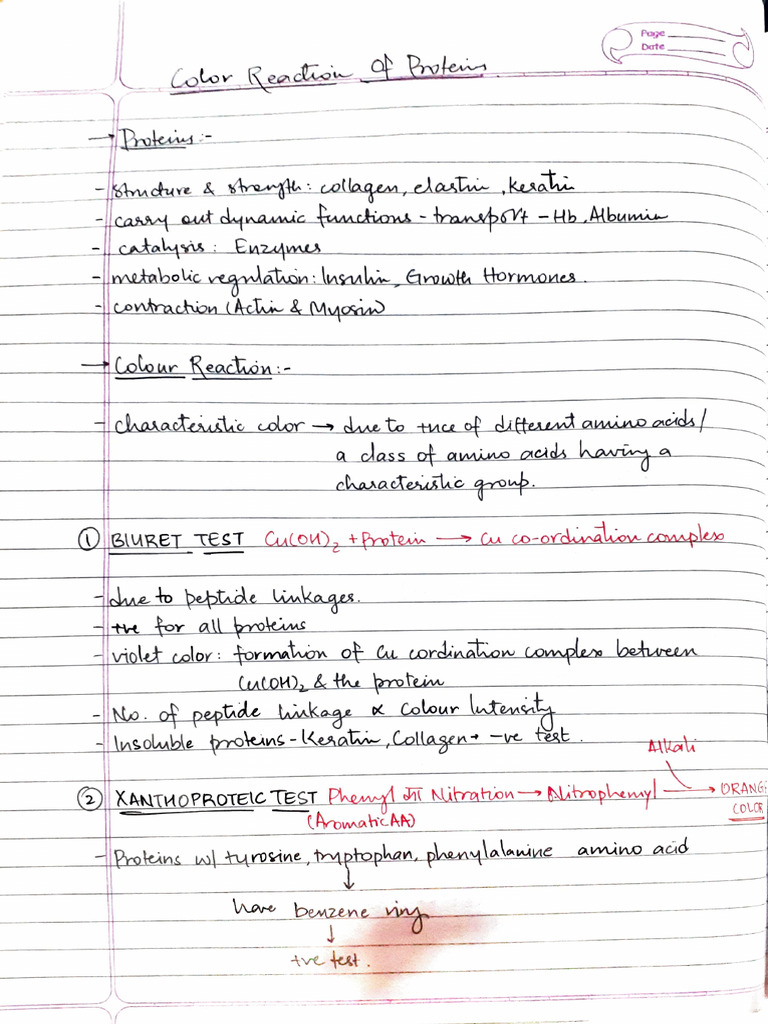 Protein Color Reaction Tests Guide | PDF | Molecules | Structural Biology