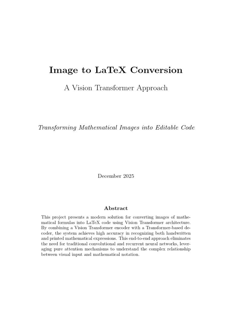 Image to LaTeX via Vision Transformers | PDF | Computing | Machine Learning