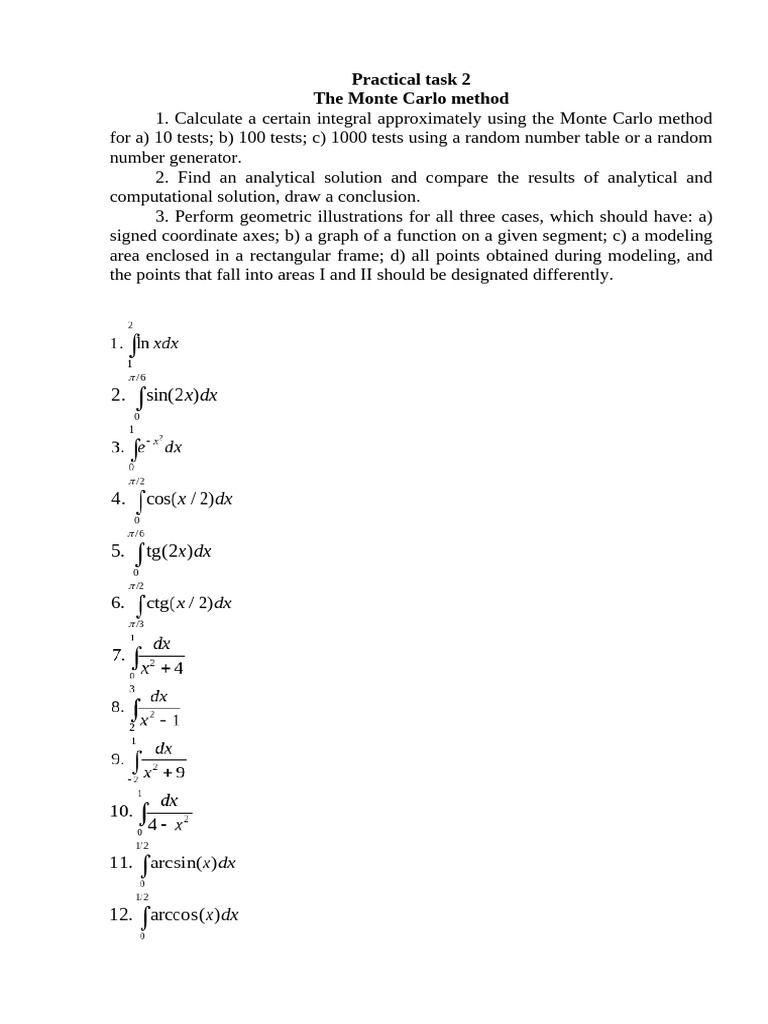 Task 2. Monte Carlo Method | PDF