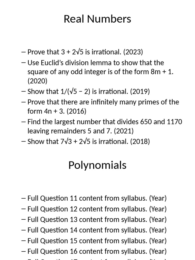 Proving Irrational Numbers and Polynomials | PDF