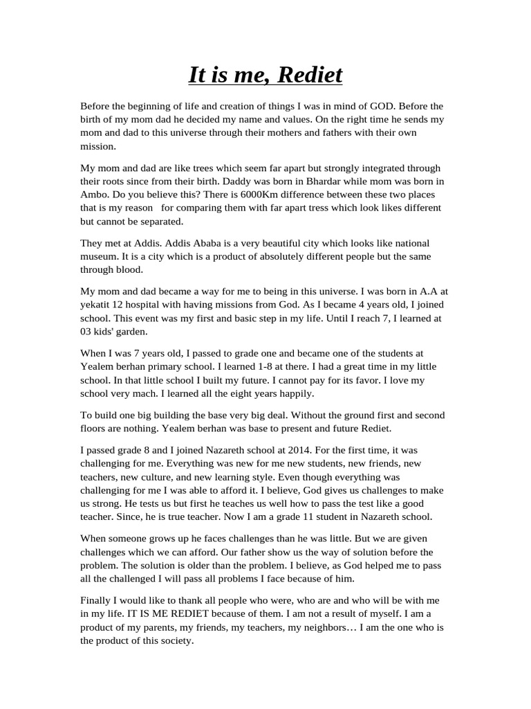 My Journey: Life and Education of Rediet | PDF
