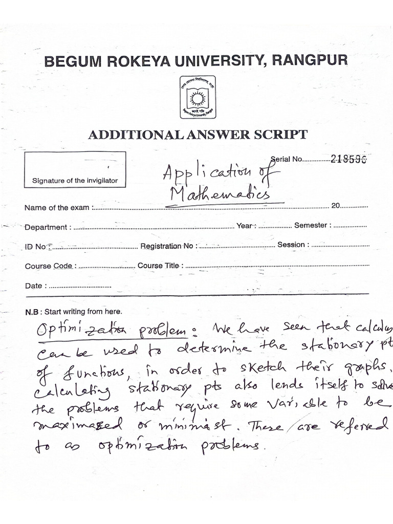 Application of Mathematics Sir Er Hand Note | PDF