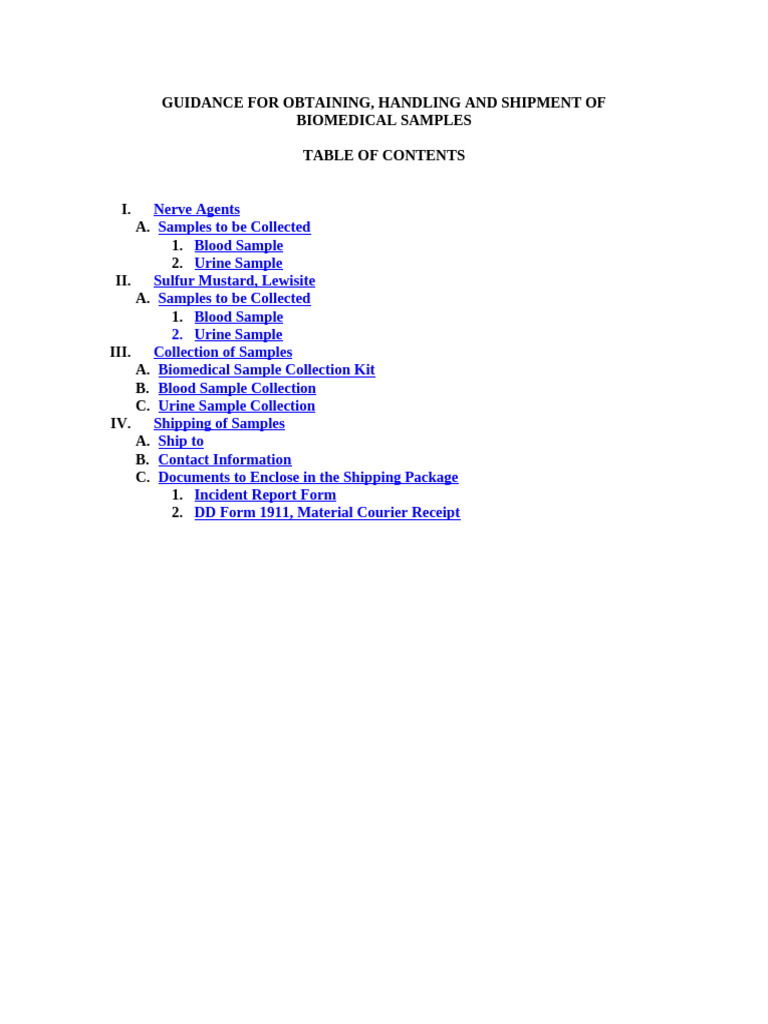 Biomedical Sample Handling Guidelines | PDF | Chemical Warfare | Nerve ...