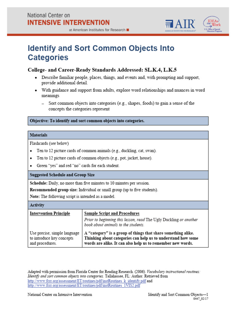 Sort Common Objects 508 | PDF | Behavioural Sciences | Cognitive Psychology