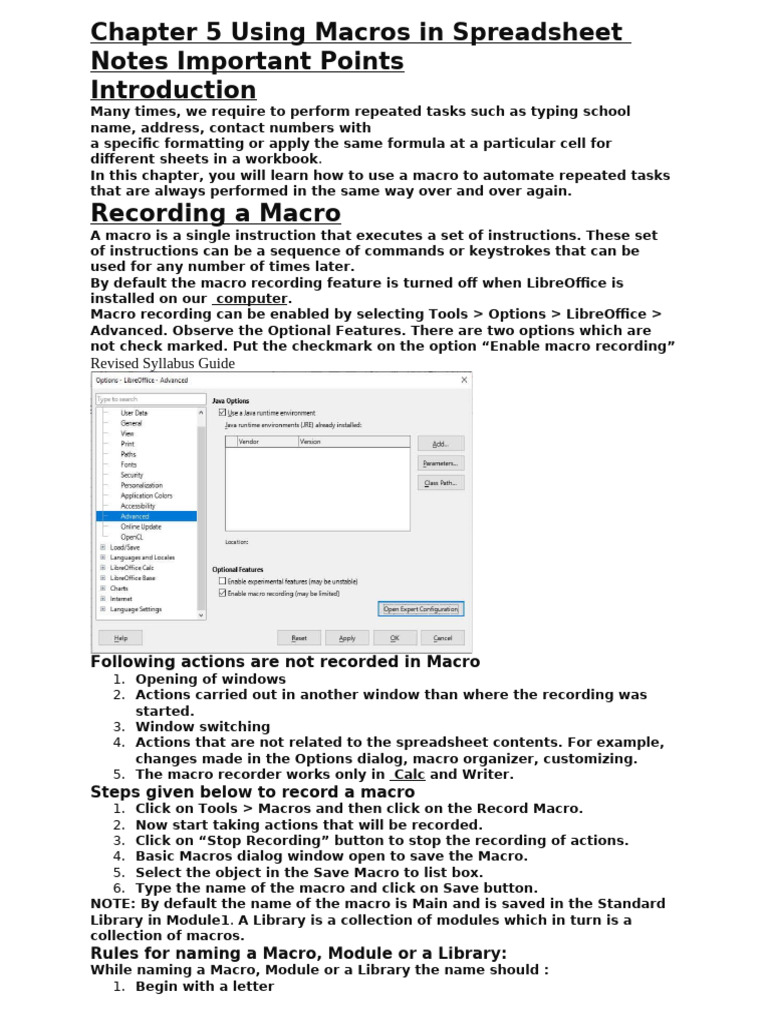 Chapter 5 Using Macros in Spreadsheet | PDF | Macro (Computer Science ...