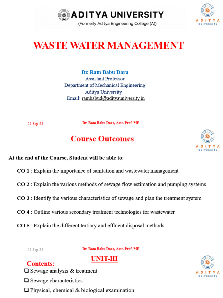 Wastewater Management Course Overview | PDF | Sewage Treatment | Sewage