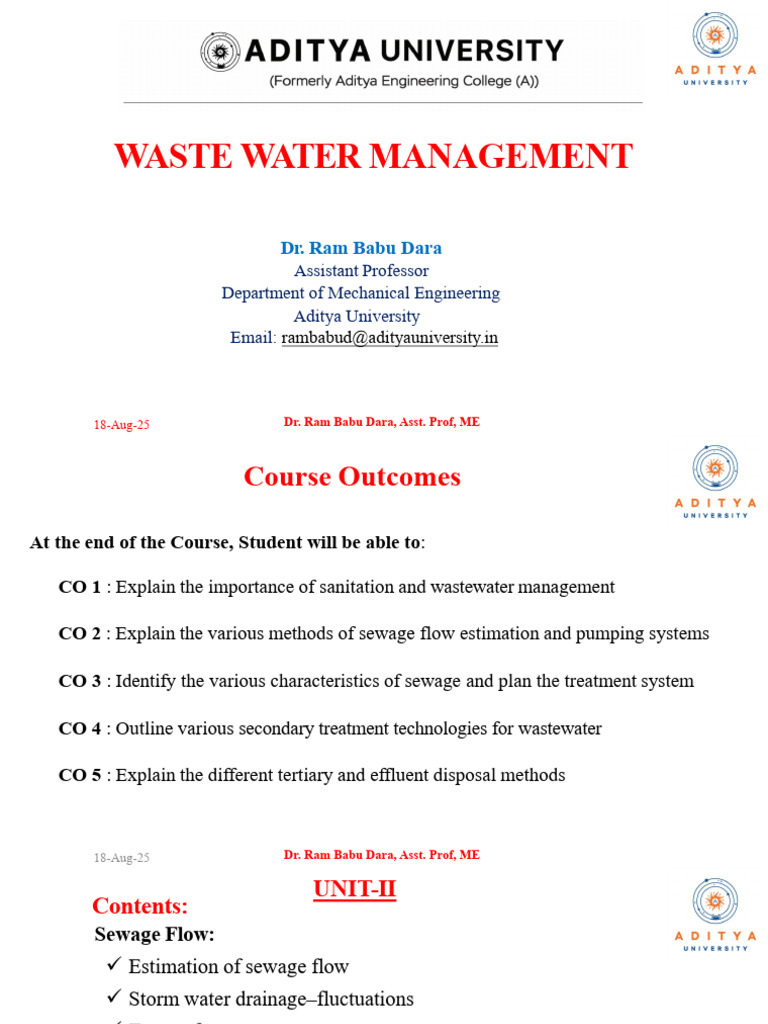 Wastewater Management Course Overview | PDF | Sanitary Sewer | Sewage ...
