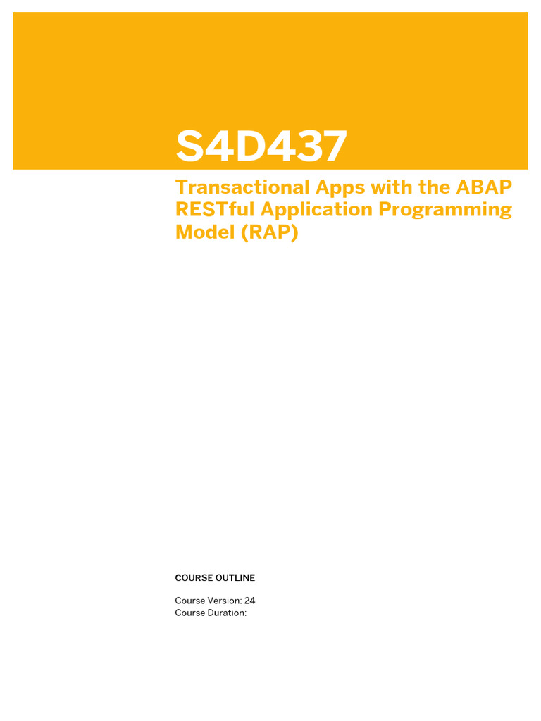 ABAP RAP Transactional Apps Course | PDF | Computing | Software Engineering