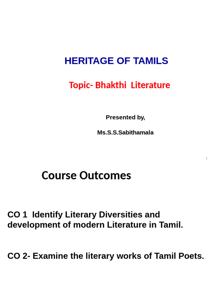 Tamil Bhakti Literature Overview | PDF | Bhakti | Indian Poetics