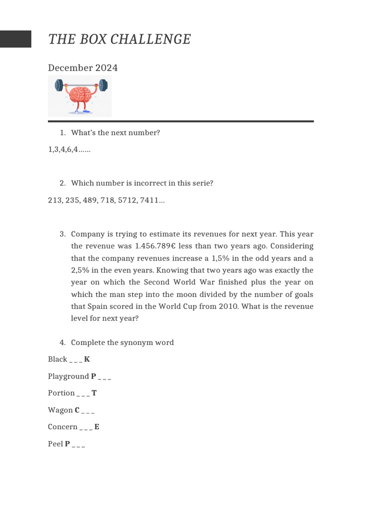 The Box Challenge_exercises | PDF