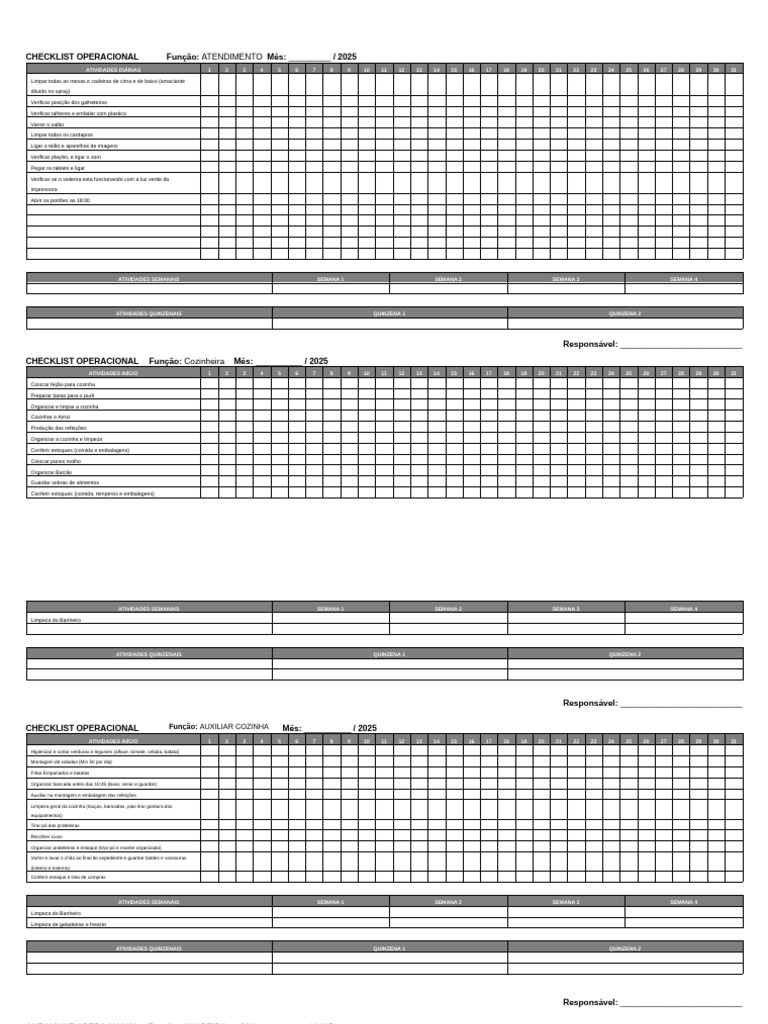 Checklist Operacional para Atendimento e Cozinha | PDF | Culináriar ...