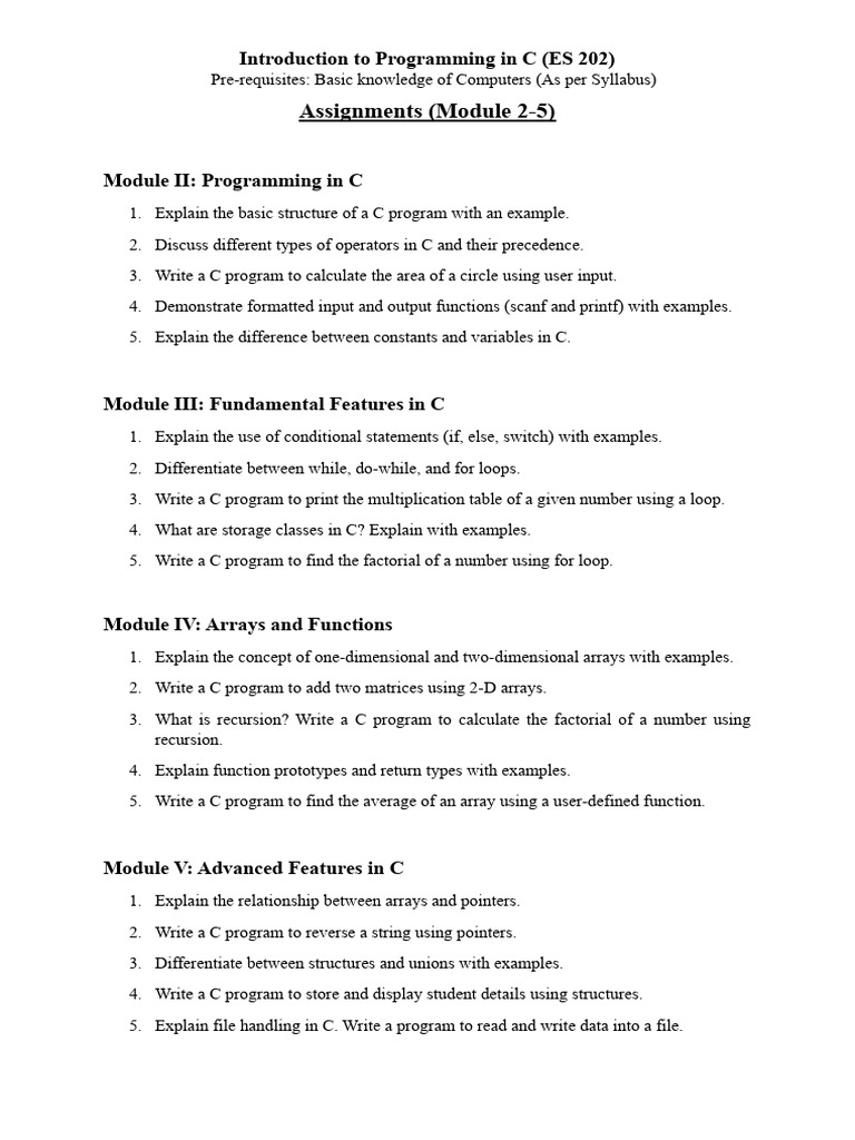 C Programming Course Overview and Modules | PDF