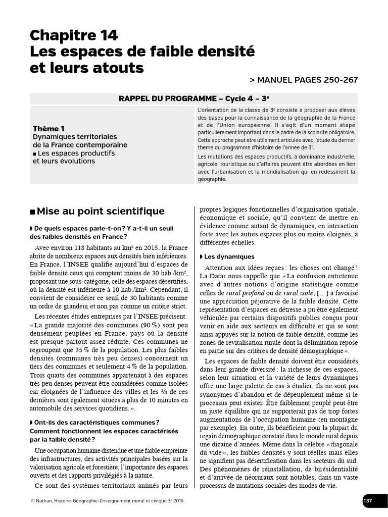 Espaces de faible densité en France | PDF | France | Géographie