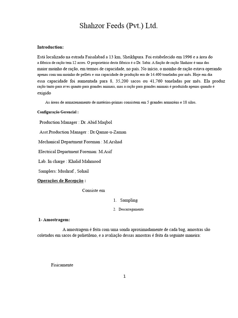 Fábrica de Ração Shahzor: Processos e Gestão | PDF | Caldeira | Milho