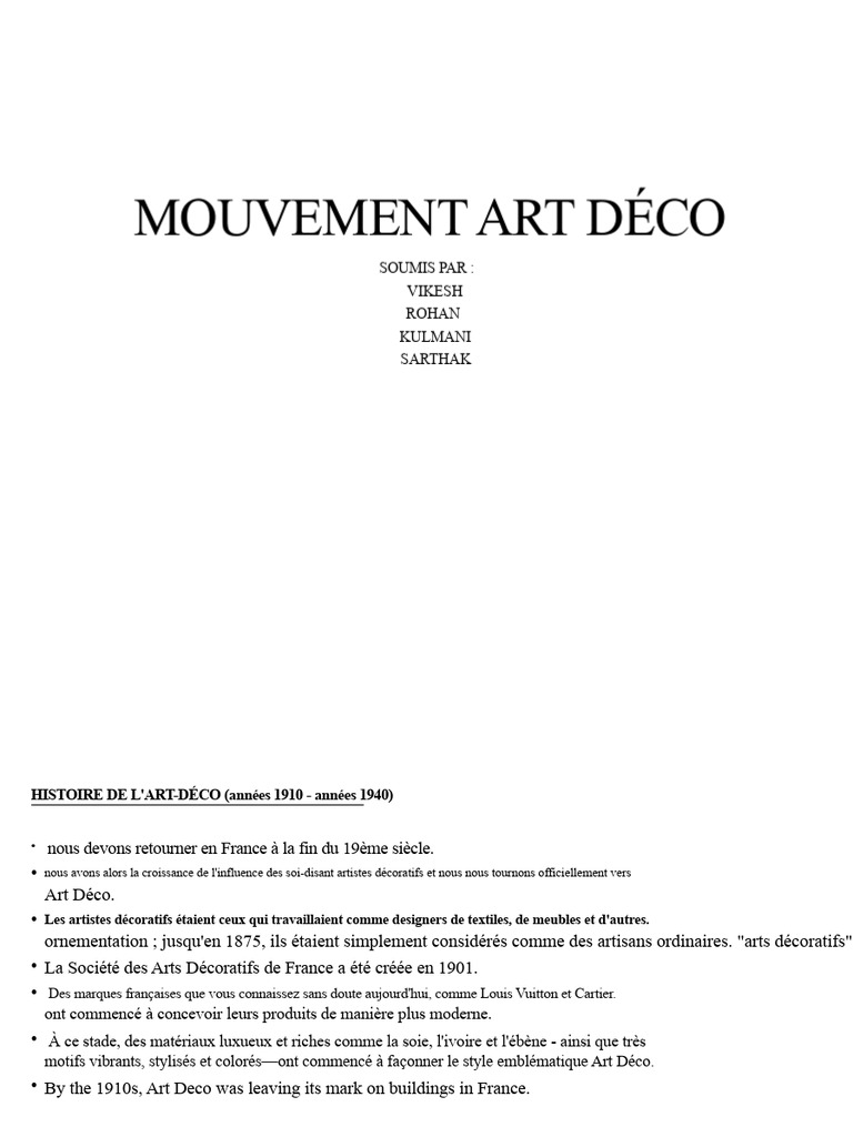 Histoire et caractéristiques de l'Art Déco | PDF | Art déco | Art nouveau