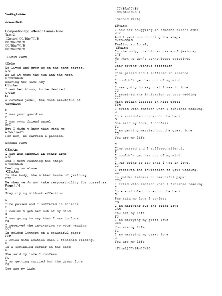 Wedding Invitation Song Lyrics | PDF