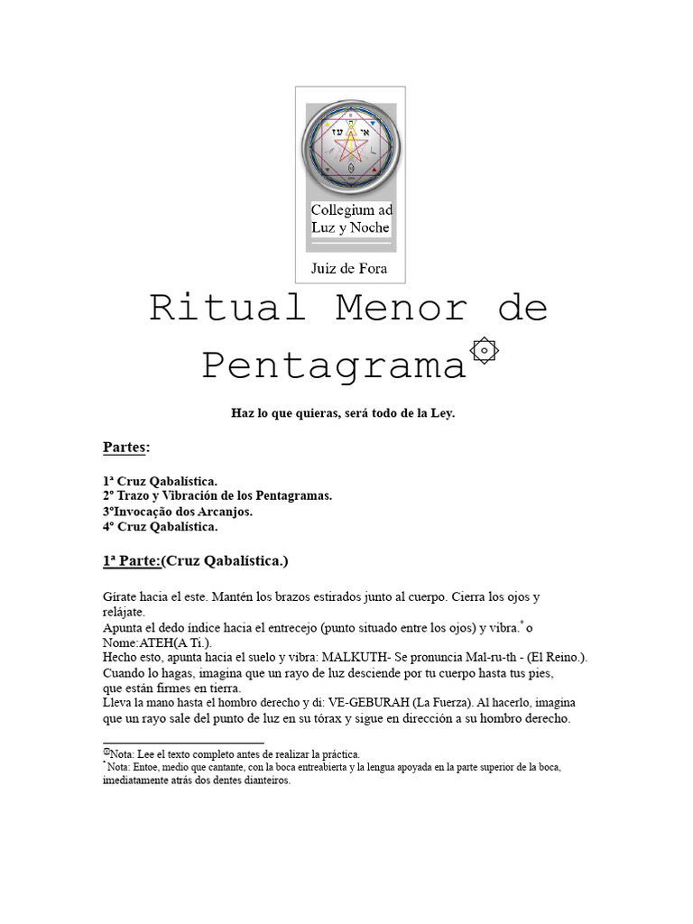 Ritual Menor de Pentagrama: Guía Práctica | PDF