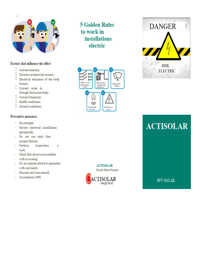 Brochure On Electrical Risks and 5 Golden Rules | PDF | Electric Arc ...