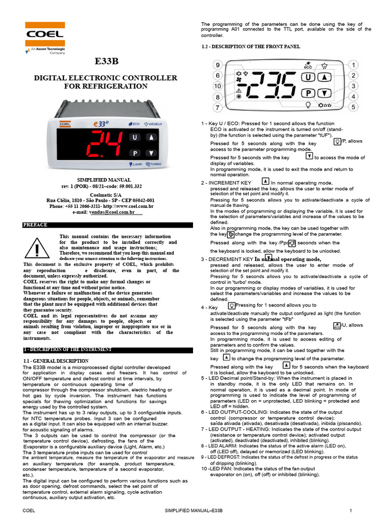 E33B Digital Controller Manual | PDF | Parameter (Computer Programming ...