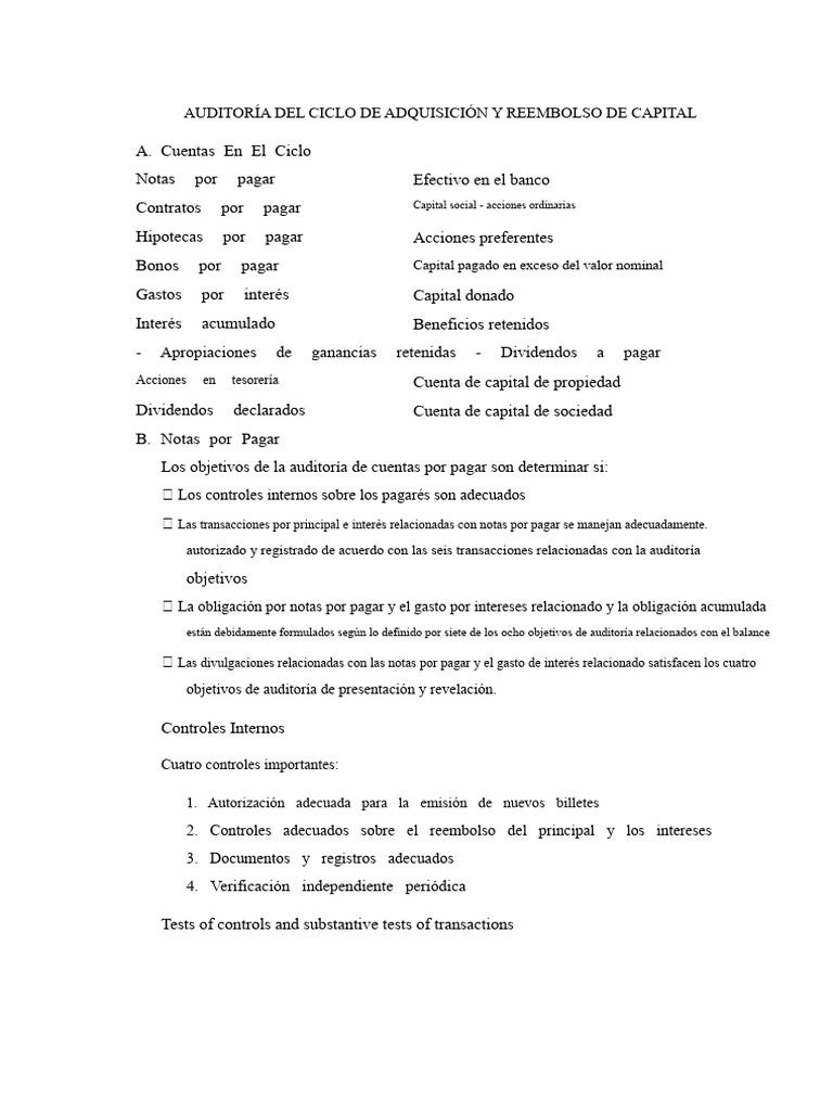 Auditoría Del Ciclo de Adquisición y Reembolso de Capital | PDF ...