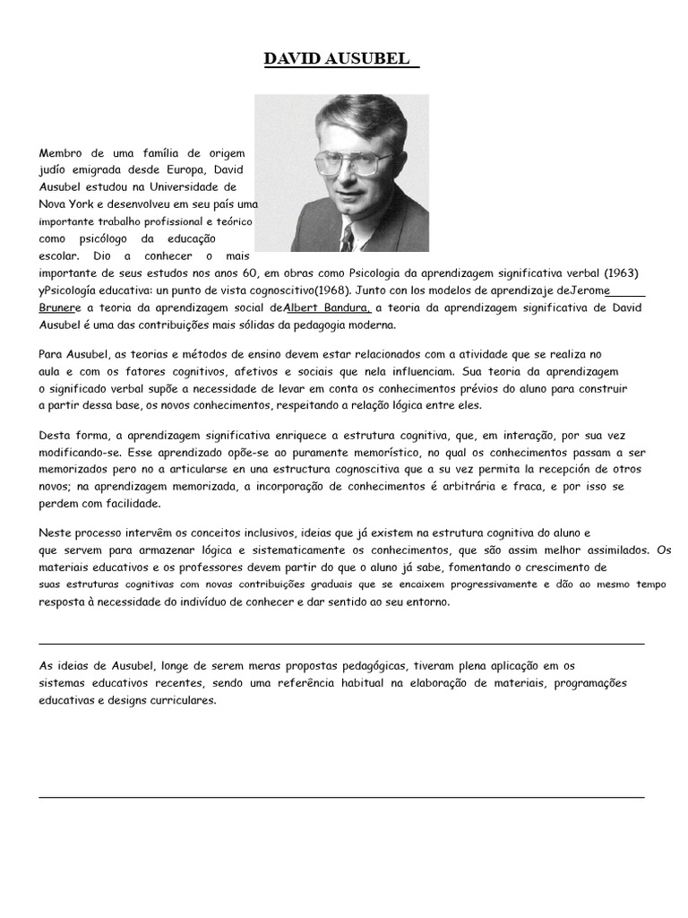 Teoria da Aprendizagem Significativa | PDF | Aprendizado | Pedagogia