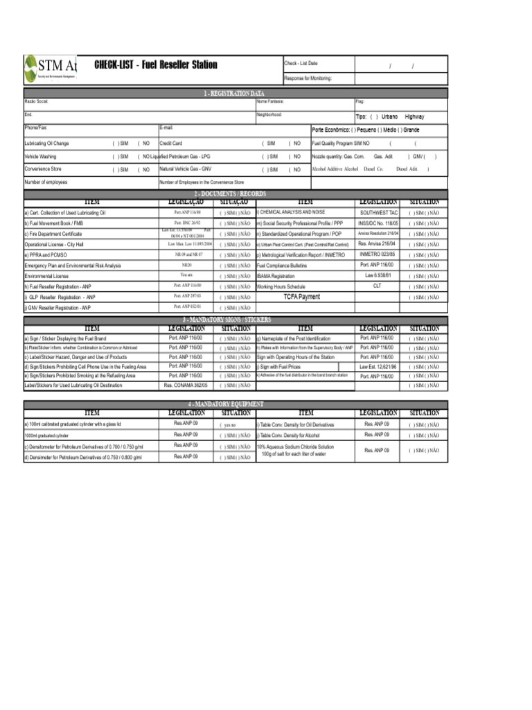 Fuel Reseller Station Compliance Checklist | PDF | Filling Station ...
