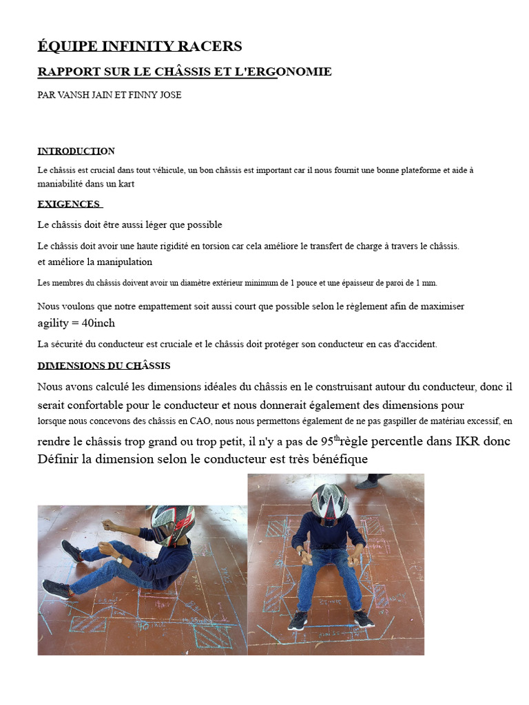 Rapport sur le châssis de karting | PDF | Ingénierie mécanique | Véhicules